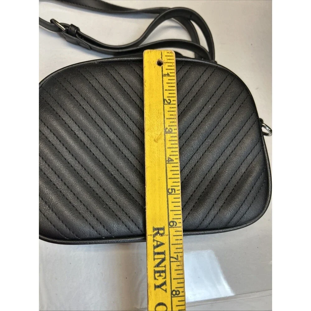 Lola Mae Black Faux Leather Chevron Crossbody Bag with Tassel